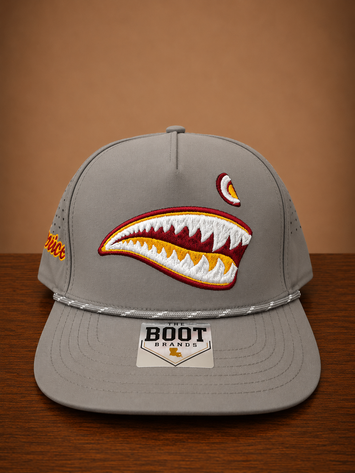 Gray rope cap with the P40 graphic on front and Monroe script embroidery on the side.