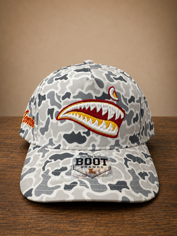 Smoke Gray Camo rope cap with the P40 graphic on front and Monroe script embroidery on the side.